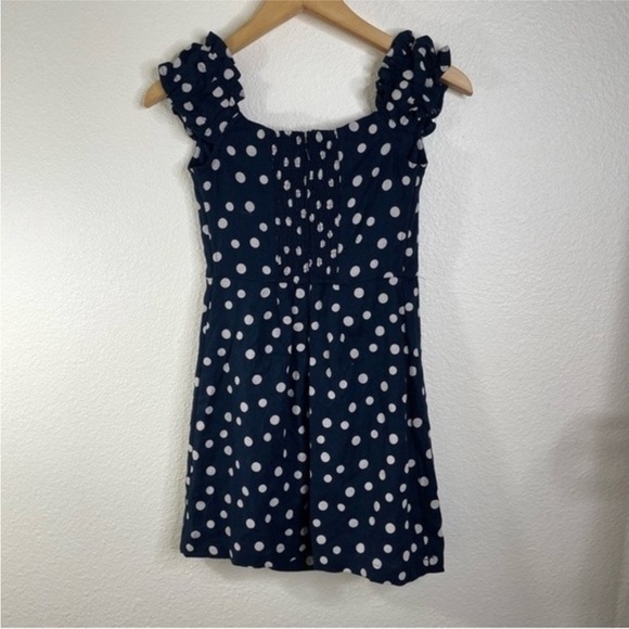 Abercrombie & Fitch Navy Polka Dot Linen Mini Dress - Picture 6 of 6